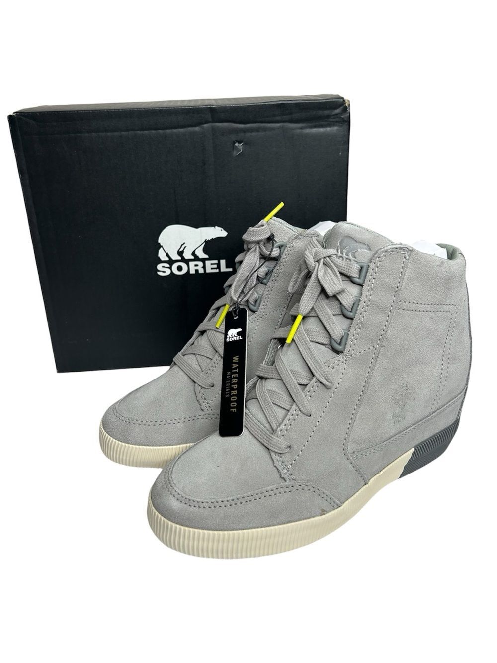 New Sorel Women's Grey Suede Wedge Sneaker Shoes 7  - Waterproof